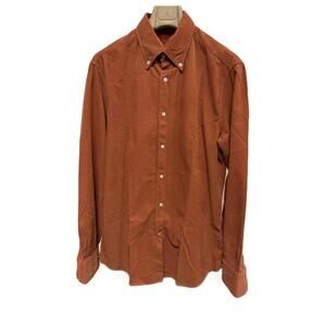 NEW BRUNELLO CUCINELLI men fine corduroy button-down shirt in rust